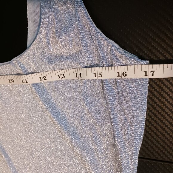 Naked Wardrobe Metallic Hourglass Midi Dress in Blue, Size‎ 1X - Picture 11 of 14